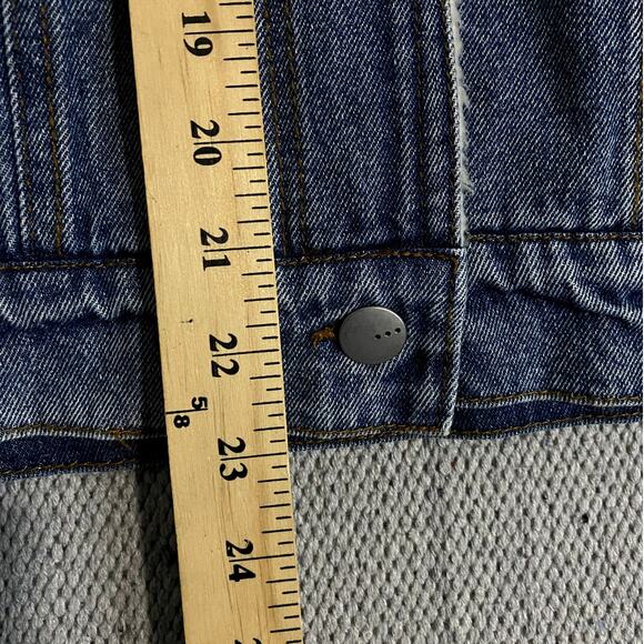 tgla Jean Denim Jacket Womens Large Blue Sherpa Lined Trucker Collar Casual - Picture 13 of 14